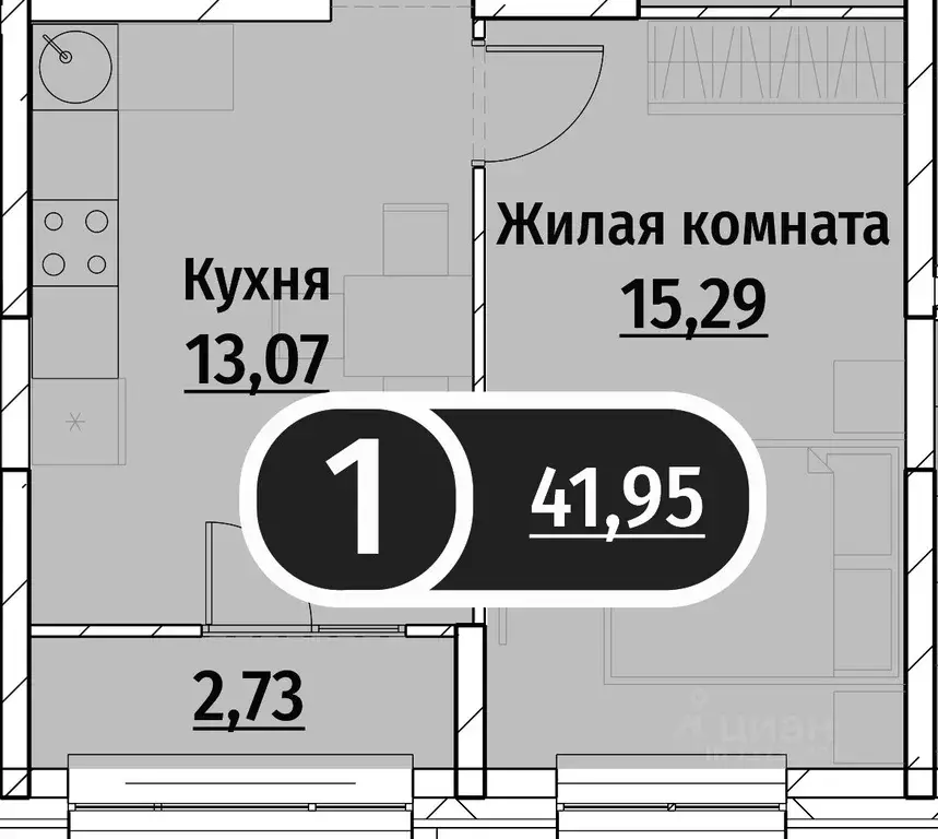 1-к кв. Чувашия, Чебоксары ул. Энергетиков, 17к1 (42.0 м) - Фото 2