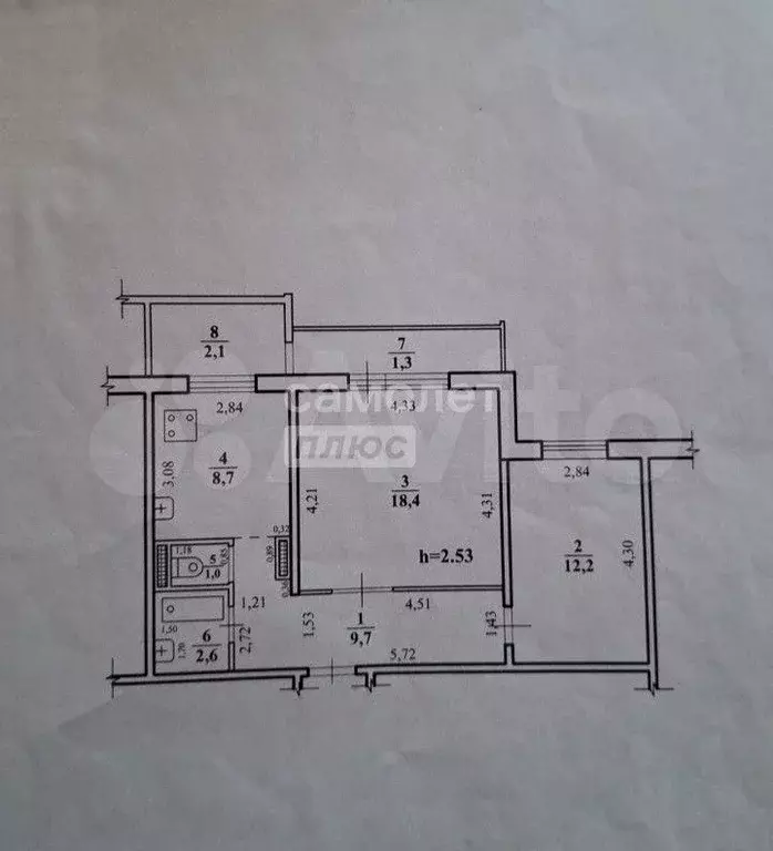 2-к. квартира, 56 м, 4/5 эт. - Фото 0