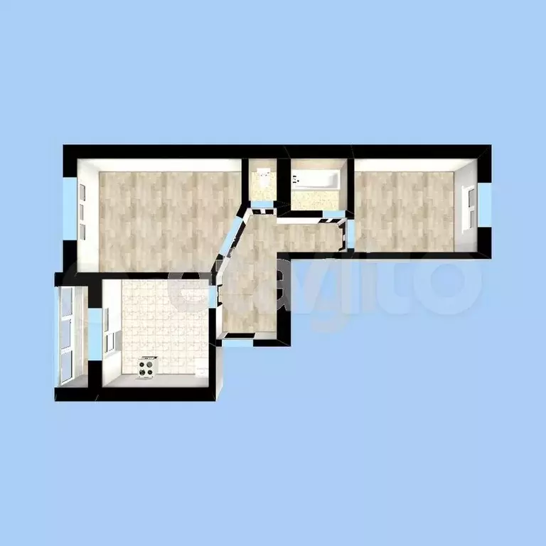 2-к. квартира, 58,7 м, 3/10 эт. - Фото 0