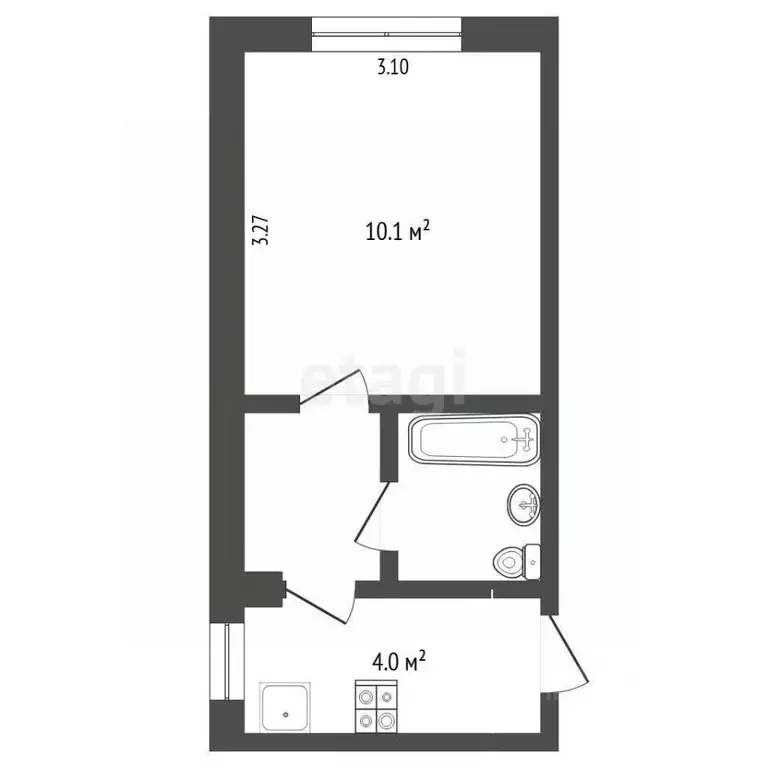 Студия Тюменская область, Тюмень ул. 30 лет Победы, 73 (15.4 м) - Фото 2