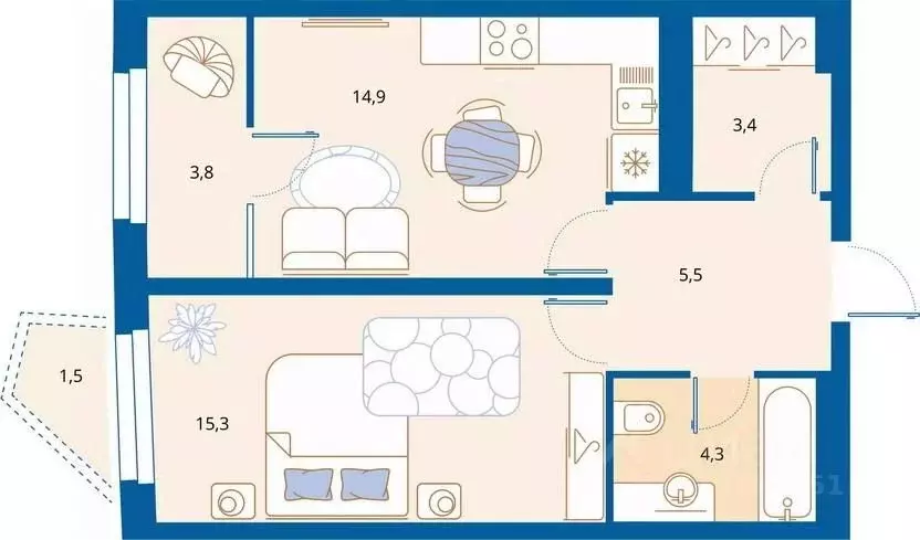 1-к кв. Пензенская область, Пенза Арбеково жилрайон, Дальнее Арбеково ... - Фото 2
