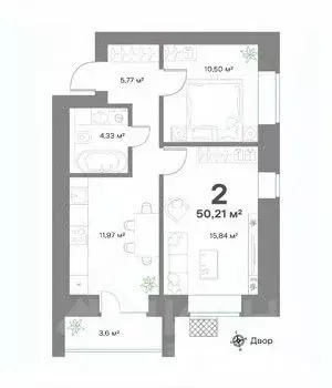 2-к кв. Нижегородская область, Выкса  (50.21 м) - Фото 1