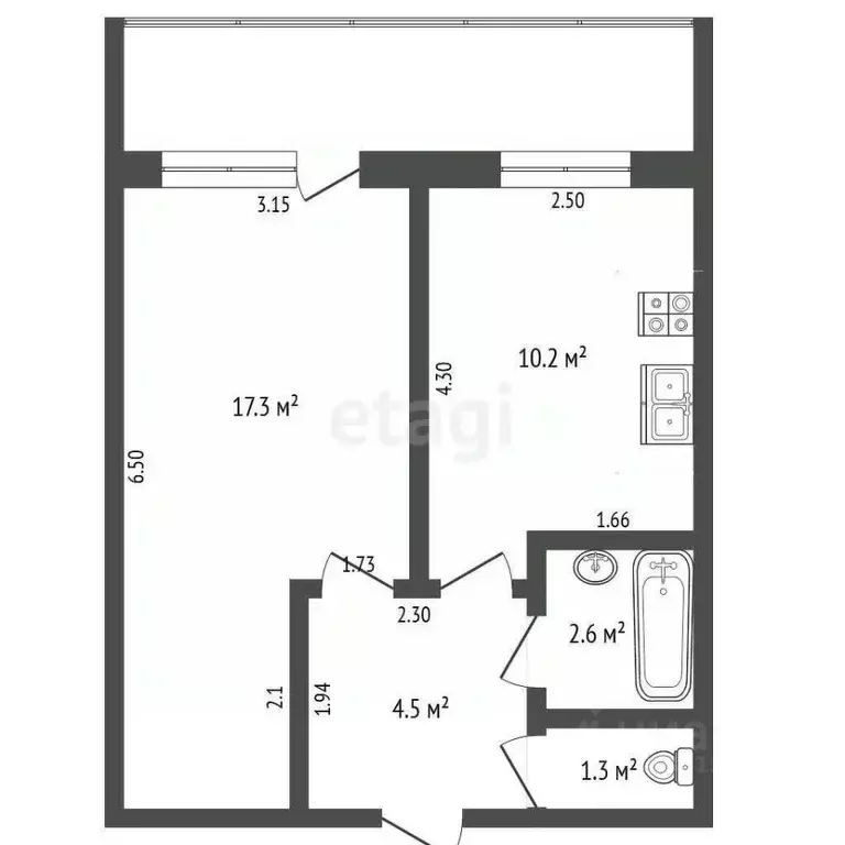 1-к кв. Ульяновская область, Ульяновск Камышинская ул., 34 (36.2 м) - Фото 2