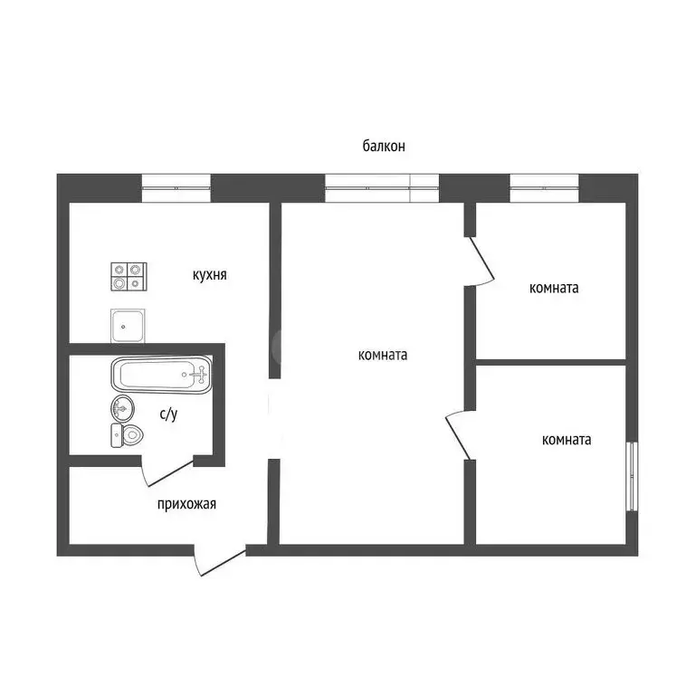 2-комнатная квартира: Курган, улица Карбышева, 10 (42 м) - Фото 0