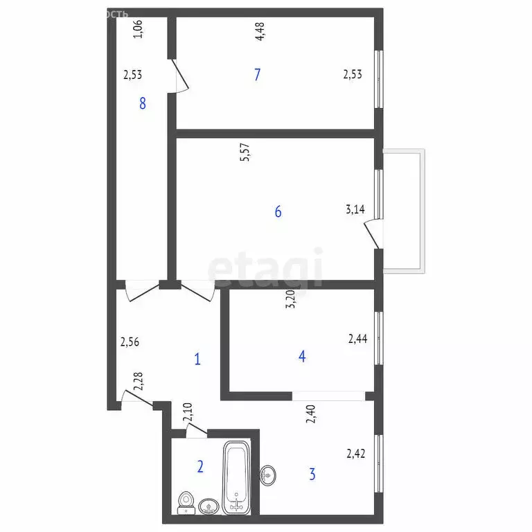 3-комнатная квартира: Ангарск, 13-й микрорайон, 1 (55.3 м) - Фото 0