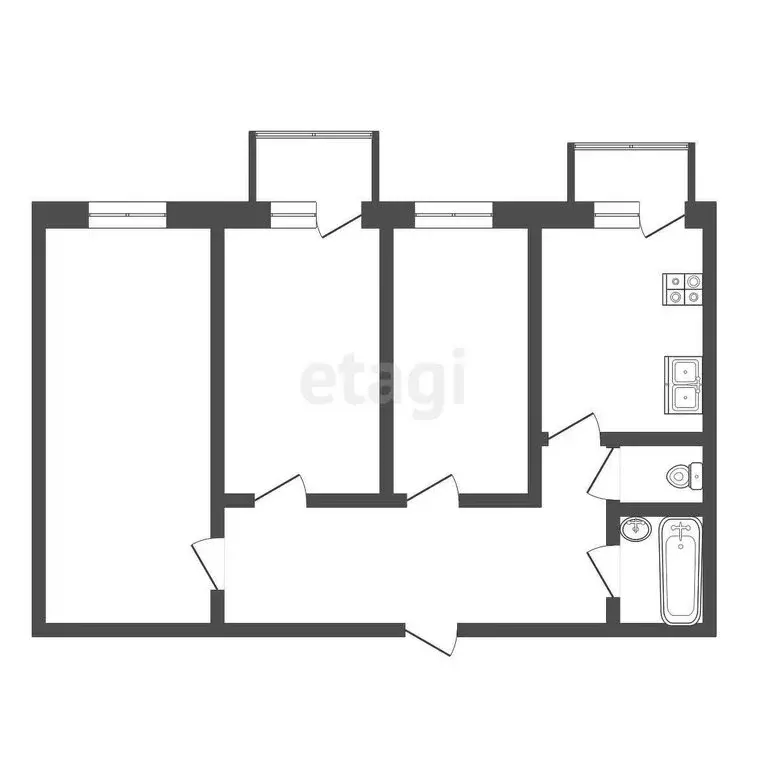 3-комнатная квартира: Якутск, улица Летчицы Веры Захаровой, 17 (73 м) - Фото 0