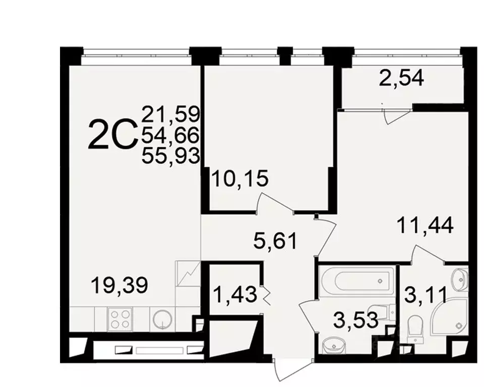 2-к кв. Рязанская область, Рязань ул. Чкалова (54.66 м) - Фото 1