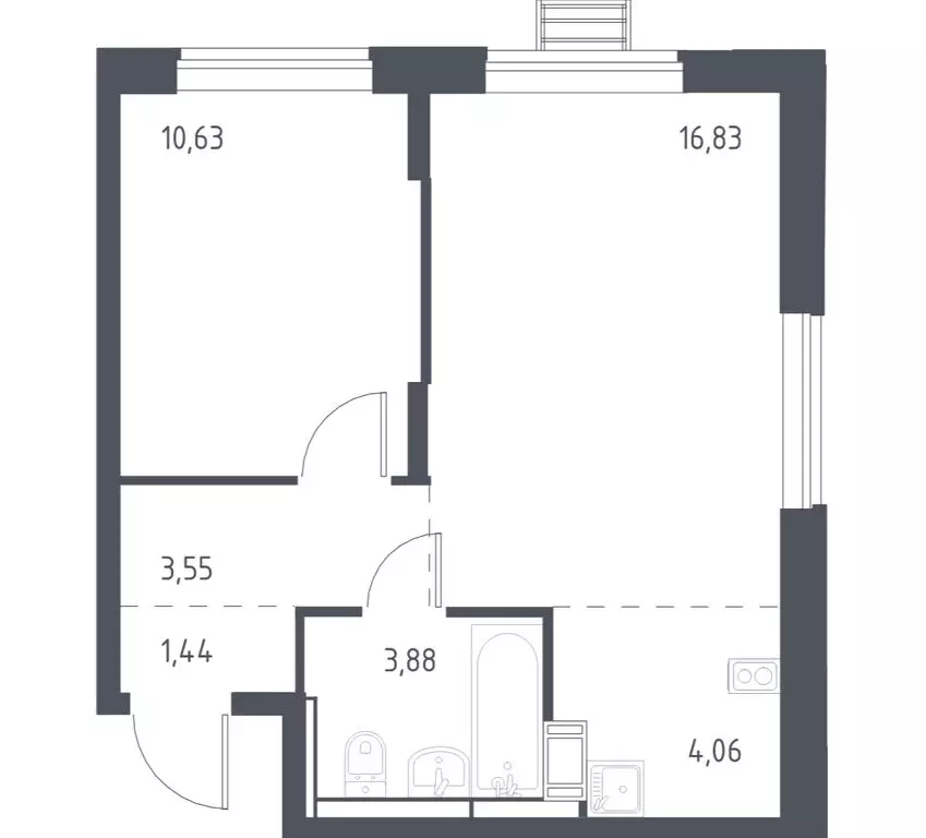 1-комнатная квартира: село Ям, улица Мезенцева, 15 (39.8 м) - Фото 1