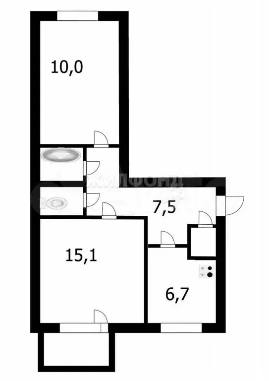 2-к. квартира, 43,5 м, 3/5 эт. - Фото 0