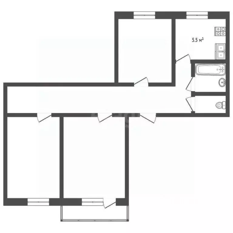 3-к кв. Орловская область, Орел ул. Андрианова, 1 (50.4 м) - Фото 2