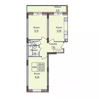 2-к кв. Ярославская область, Ярославль 2-й мкр,  (57.05 м) - Фото 0