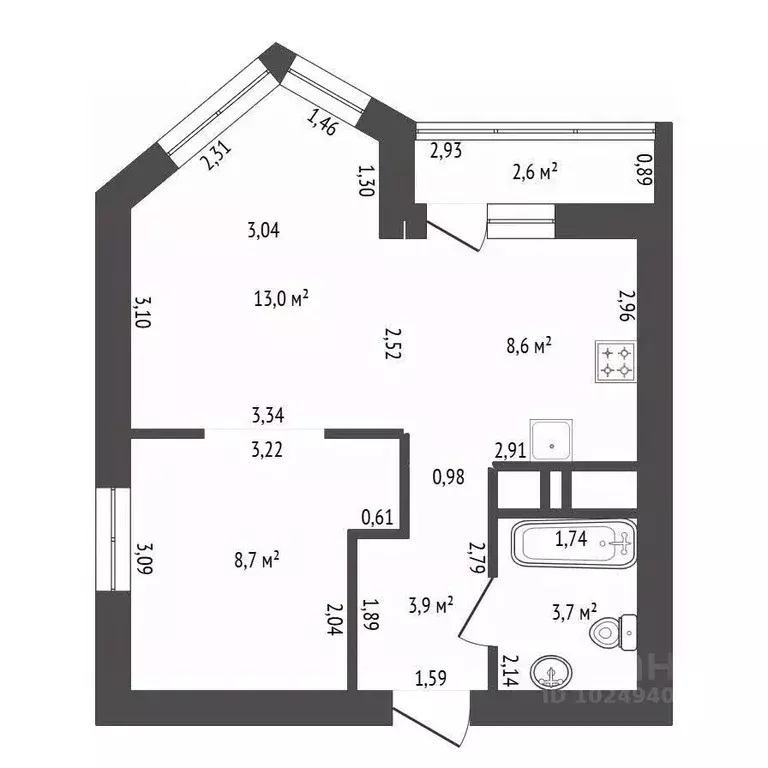 2-к кв. Башкортостан, Уфа ул. Миловская, 16 (37.9 м) - Фото 2