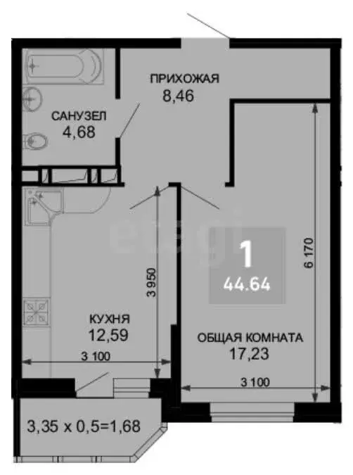 1-комнатная квартира: Краснодар, Ростовское шоссе, 30/7 (44.64 м) - Фото 1
