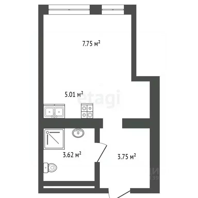 Студия Тюменская область, Тюмень ул. Газовиков, 38к2 (20.6 м) - Фото 2