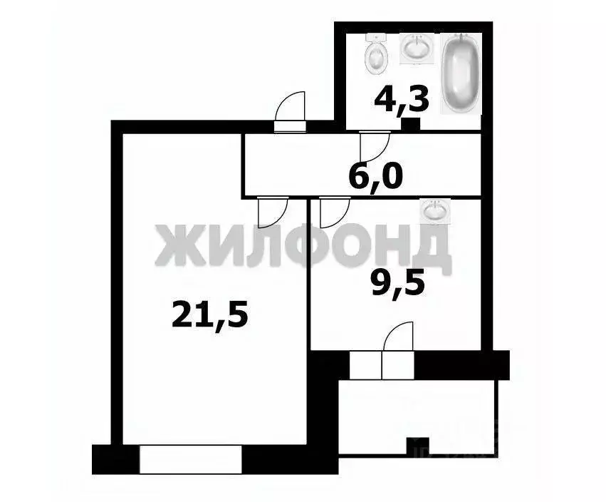 1-к кв. Новосибирская область, Новосибирск ул. Краузе, 21/1 (41.3 м) - Фото 1