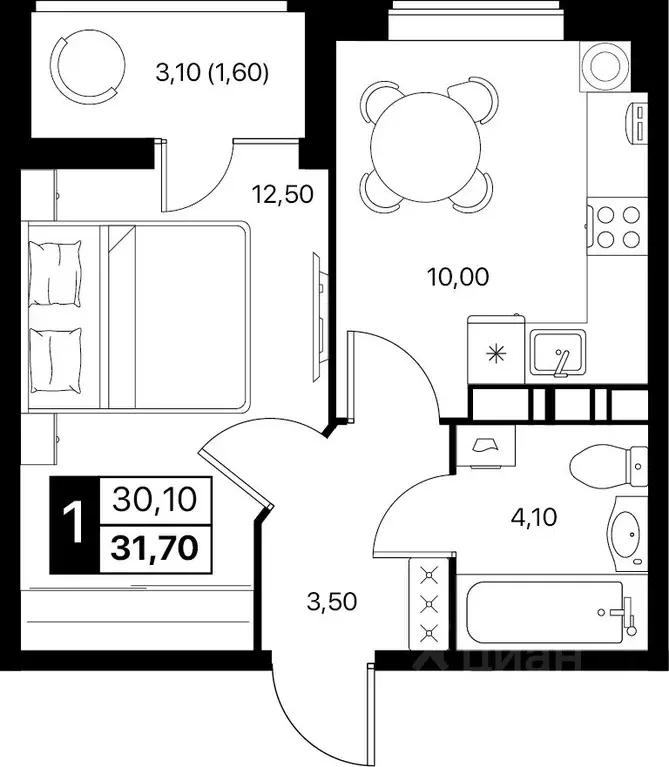 1-к кв. Ростовская область, Ростов-на-Дону Эстет жилой комплекс (31.7 ... - Фото 0