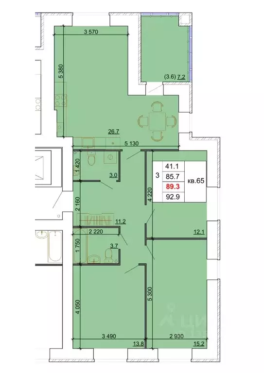3-к кв. Костромская область, Кострома Давыдовский-2 мкр, Лесной ... - Фото 1