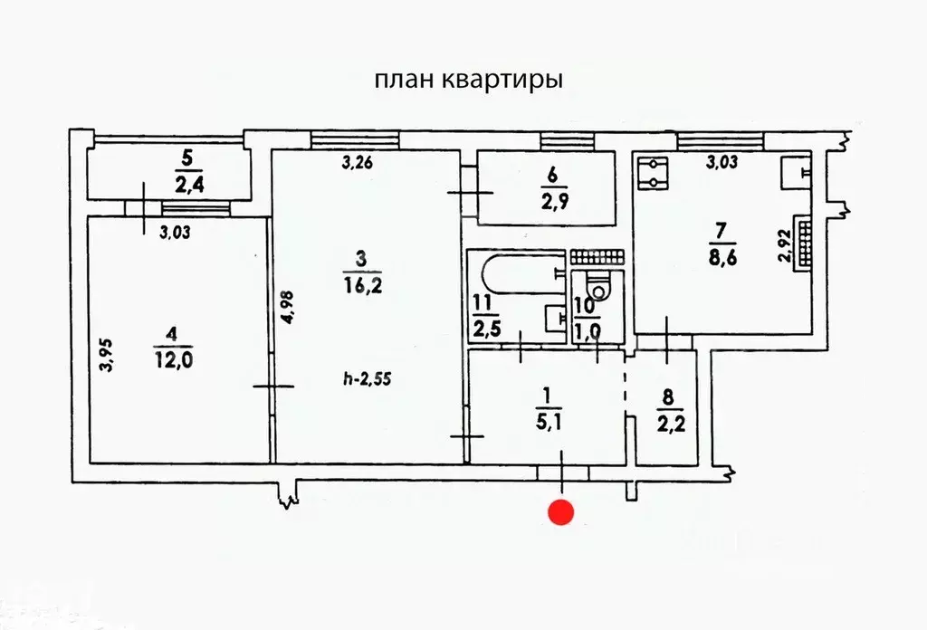 2-к кв. Севастополь ул. Генерала Коломийца, 15 (50.3 м) - Фото 1