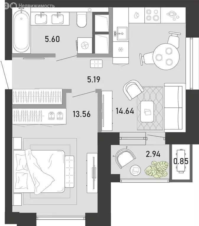 1-комнатная квартира: Тула, улица Фридриха Энгельса, 70А (42.78 м) - Фото 1