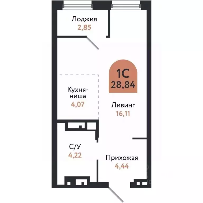 Студия Томская область, Томск Черемошники мкр, ул. Бердская, 14/3 ... - Фото 1