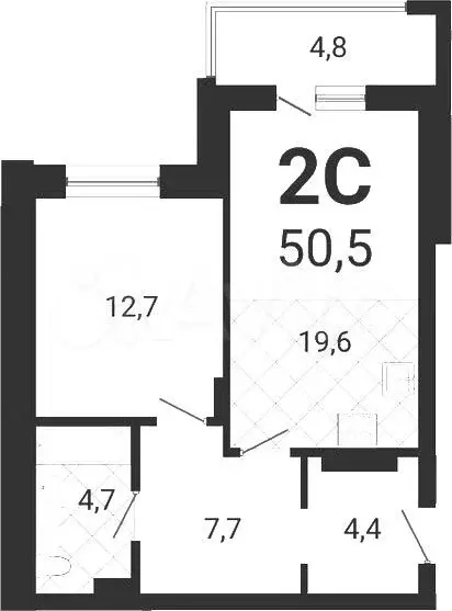 2-к. квартира, 50,5 м, 3/18 эт. - Фото 0