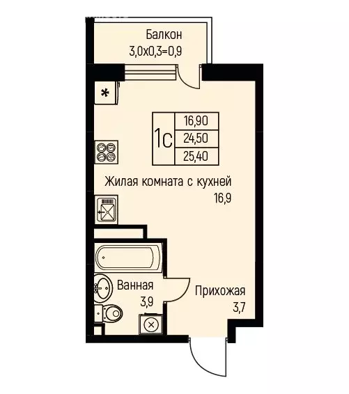 Квартира-студия: посёлок Берёзовый, посёлок Прогресс, жилой комплекс ... - Фото 0