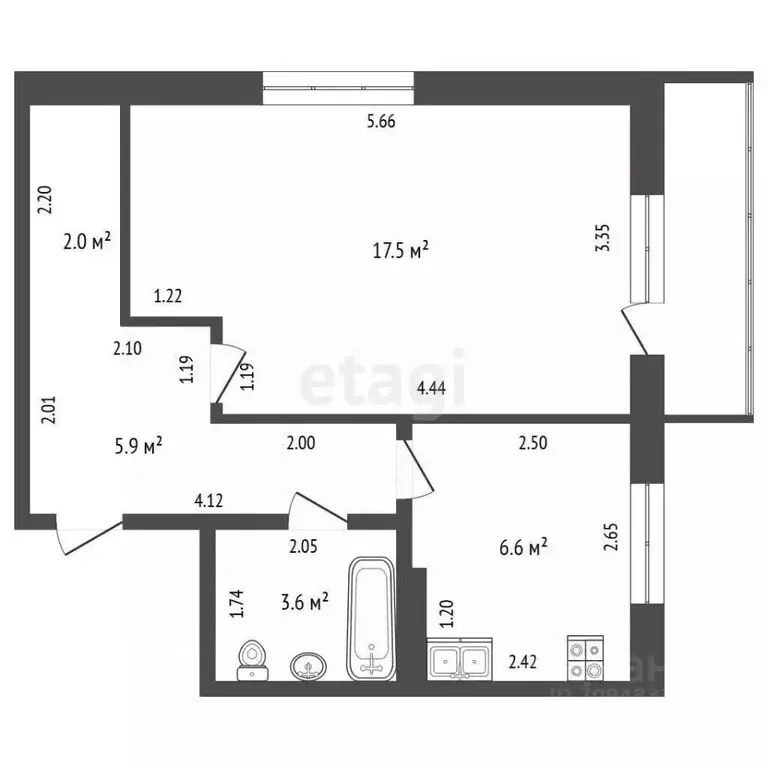 1-к кв. Свердловская область, Тугулым пгт ул. Полевая, 20 (33.6 м) - Фото 2