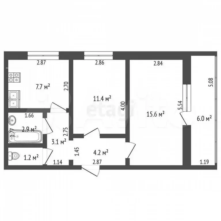 2-к. квартира, 52,1 м, 10/10 эт. - Фото 1