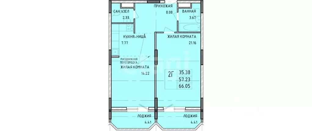 2-к кв. Тульская область, Тула Рязанская ул., 23 (67.0 м) - Фото 1