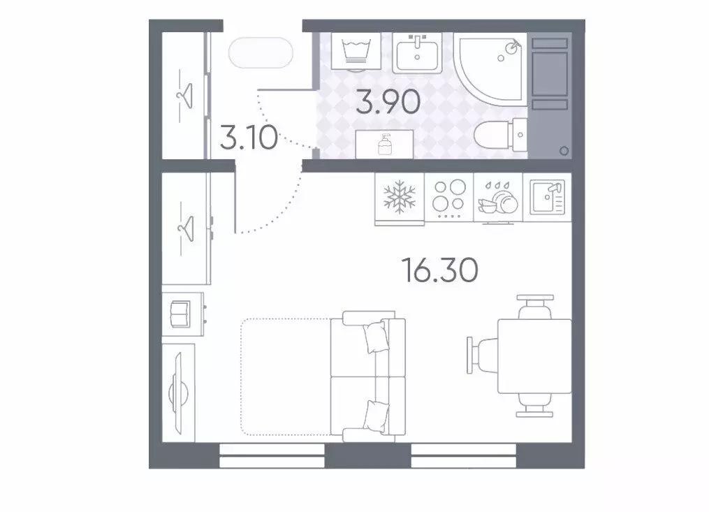 Квартира-студия: посёлок Ковалёво, улица Александра Разгонина, 1к3 (23 ... - Фото 1