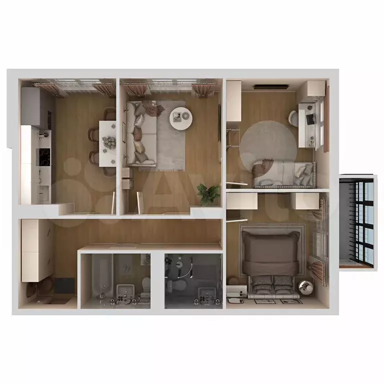 3-к. квартира, 67 м, 6/9 эт. - Фото 1