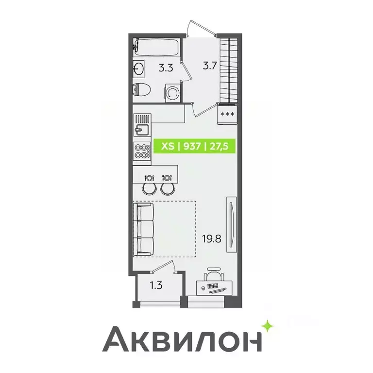 Студия Санкт-Петербург Планерная ул., 87к1 (27.5 м) - Фото 0