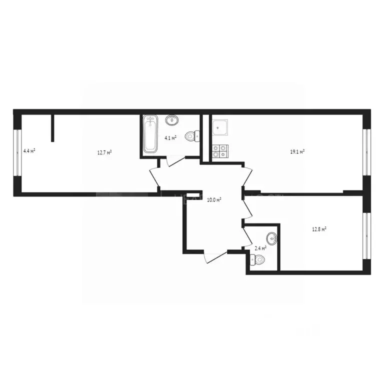 2-к кв. Тюменская область, Тюмень ул. Братьев Бондаревых, 1 (65.0 м) - Фото 2