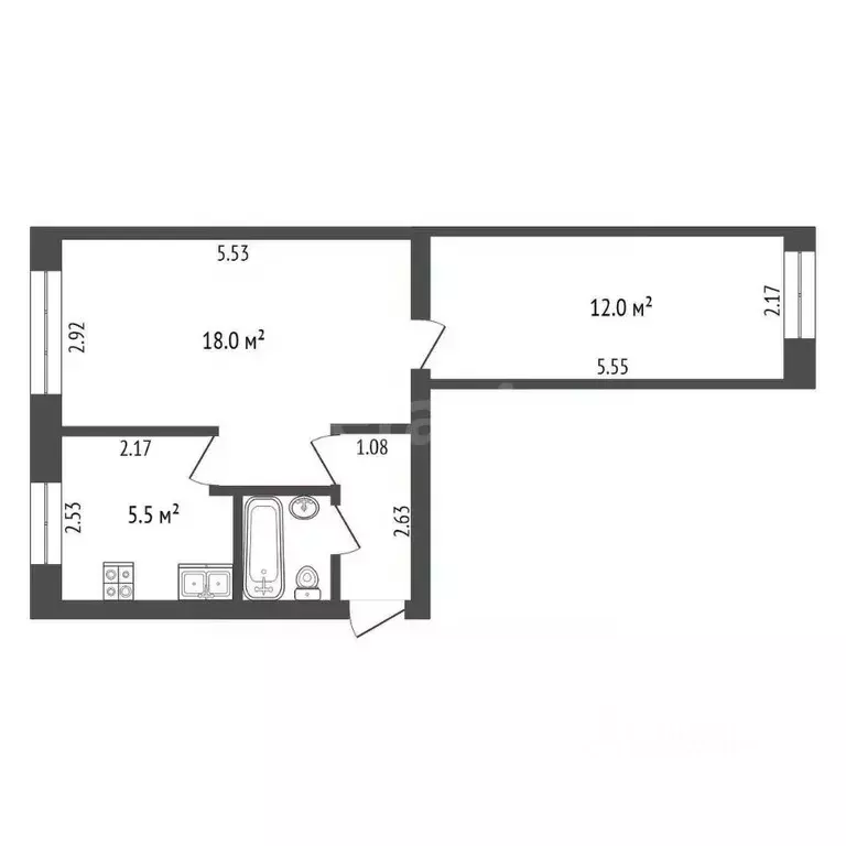 2-к кв. Тюменская область, Тюмень ул. Энергетиков, 52 (41.2 м) - Фото 1