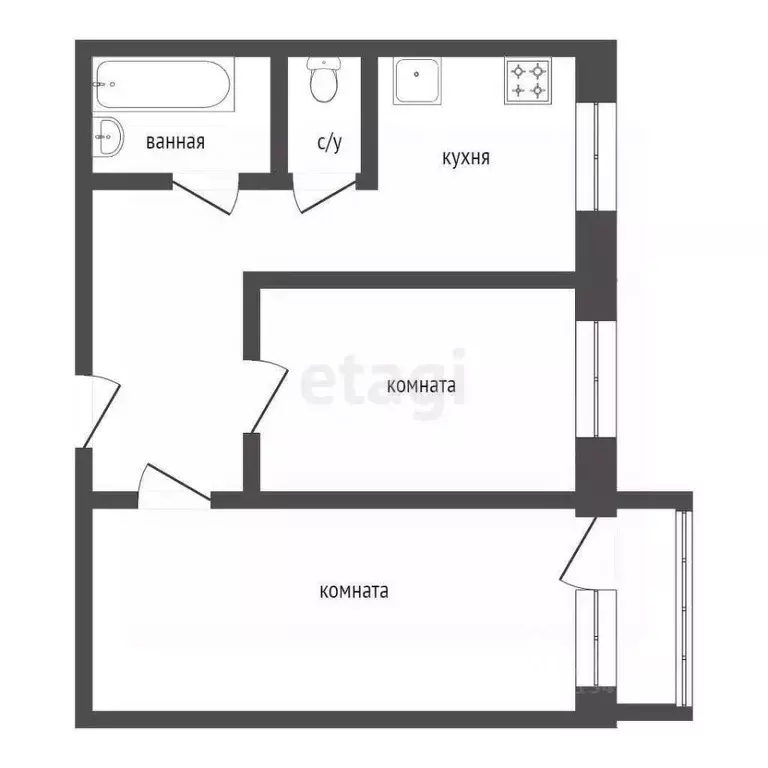 2-к кв. Курганская область, Курган Заозерный жилрайон, 6-й мкр, 26 ... - Фото 2