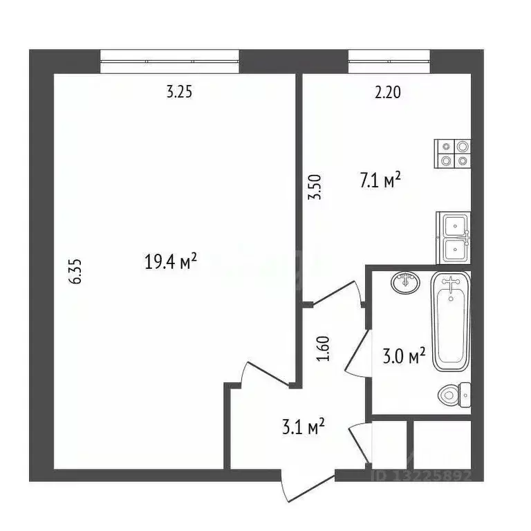 1-к кв. Вологодская область, Вологда ул. Герцена, 68 (33.0 м) - Фото 2