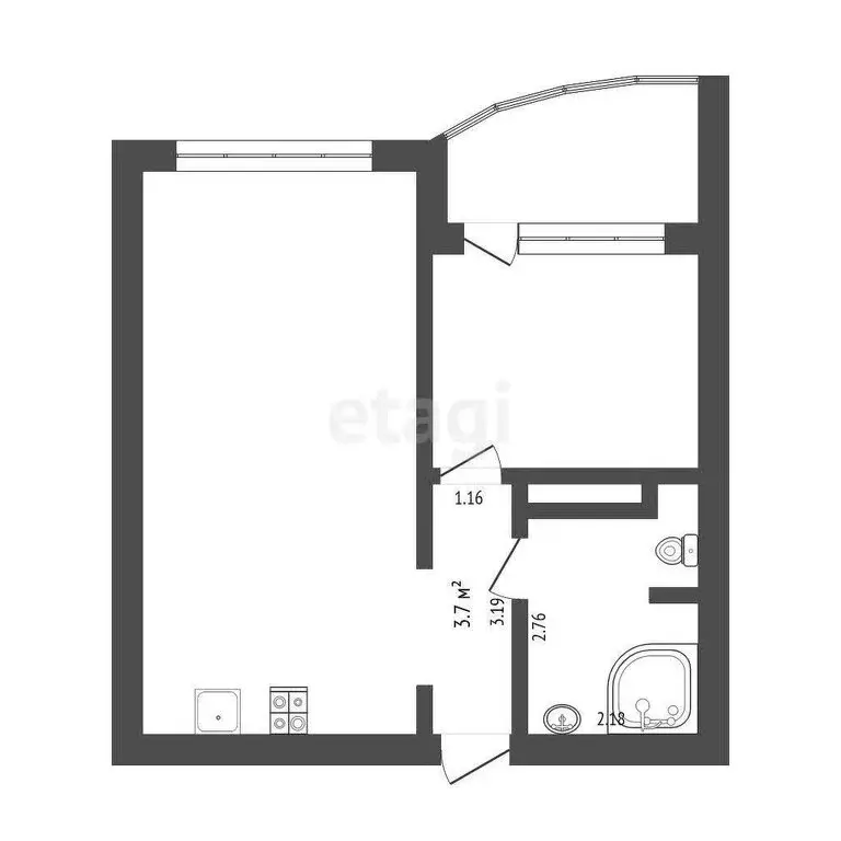 1-комнатная квартира: деревня Дударева, улица Созидателей, 12 (43.4 м) - Фото 0
