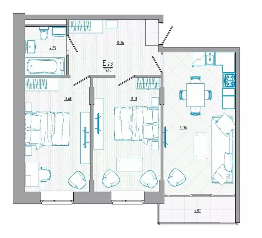 3-к кв. Курская область, Курск ул. Росинка, 8 (74.37 м) - Фото 0