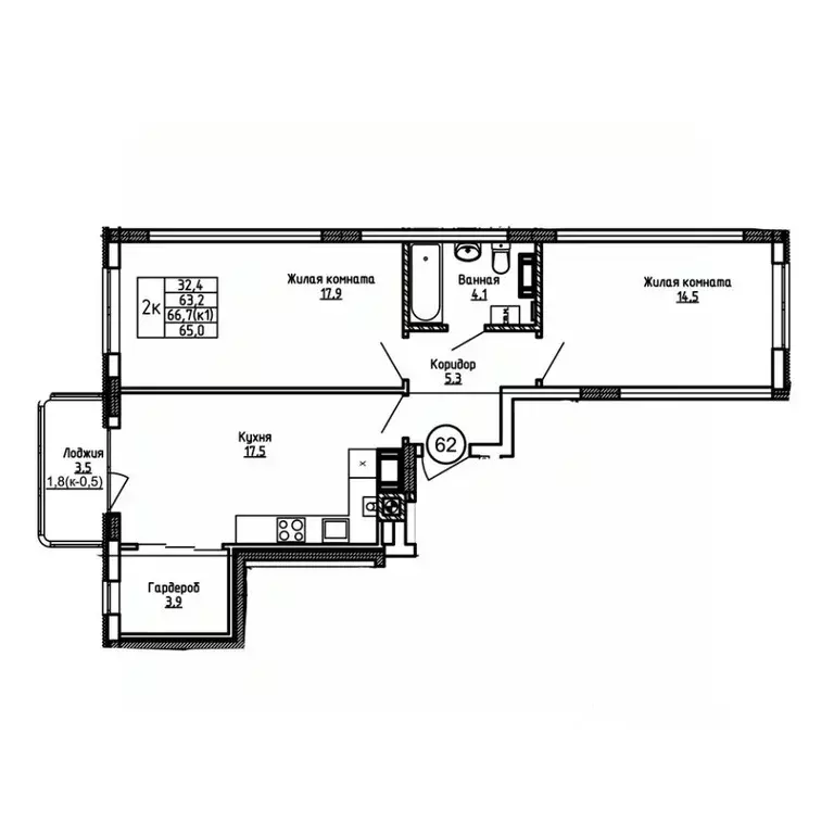 2-к кв. Калининградская область, Калининград ул. 1-я Большая окружная ... - Фото 1