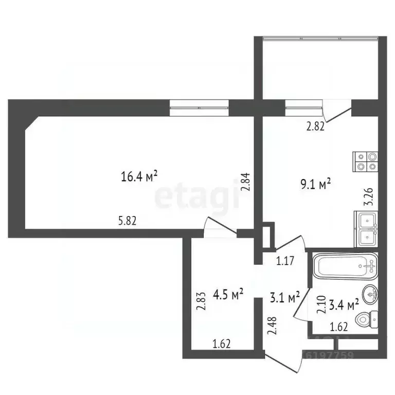 1-к кв. Саха (Якутия), Якутск ул. Петра Алексеева, 95к2 (36.5 м) - Фото 2