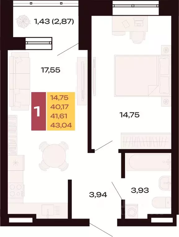 1-к кв. Свердловская область, Екатеринбург Юго-Западный жилрайон, ... - Фото 1