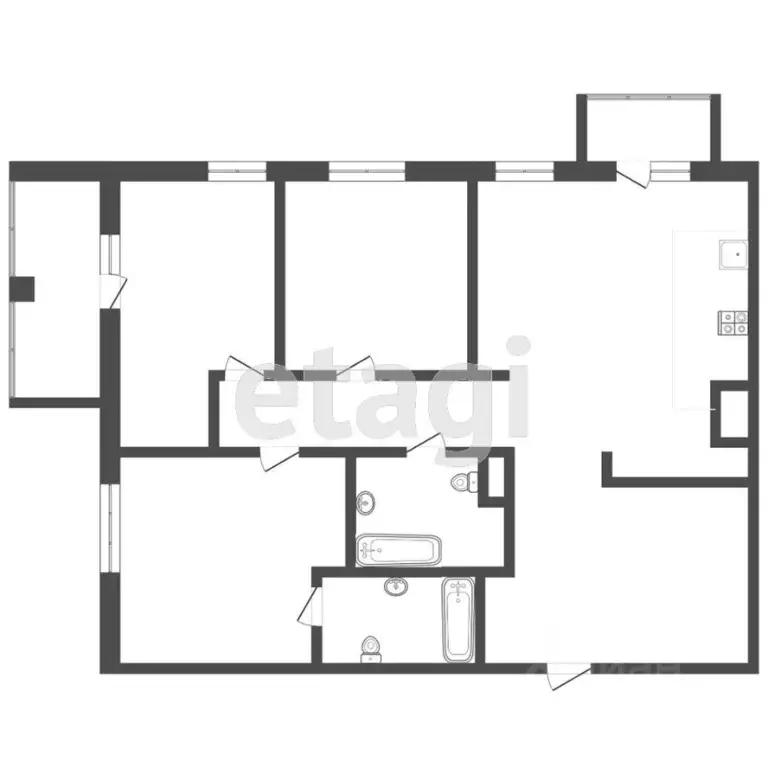 3-к кв. Тюменская область, Тюмень ул. Александра Протозанова, 6 (87.5 ... - Фото 2