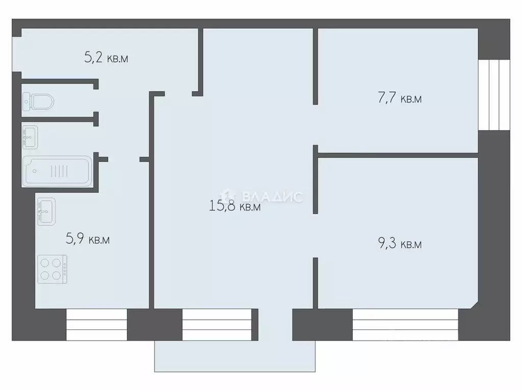 3-к кв. Рязанская область, Рязань ул. Крупской, 12к1 (47.2 м) - Фото 1