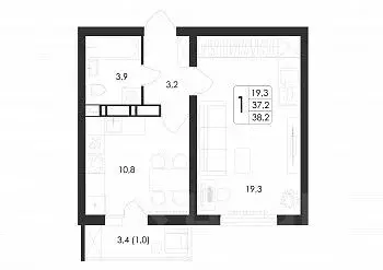 1-к кв. Воронежская область, Воронеж ул. Шидловского, 38 (38.2 м) - Фото 1