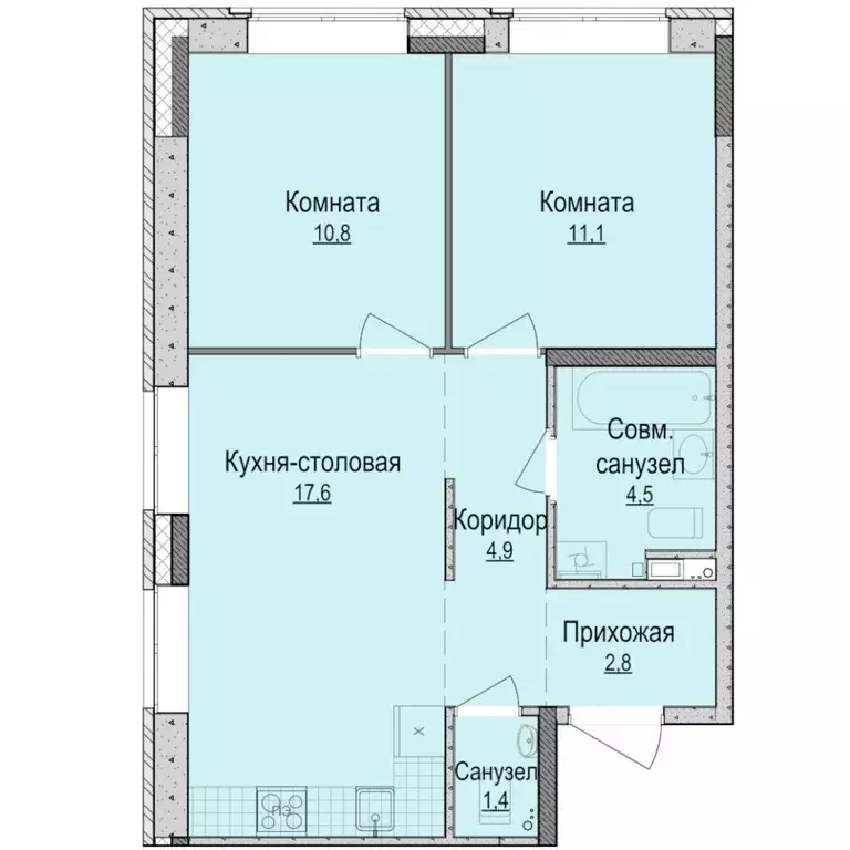2-к кв. Удмуртия, Ижевск Университетская ул., 6к2 (52.7 м) - Фото 0