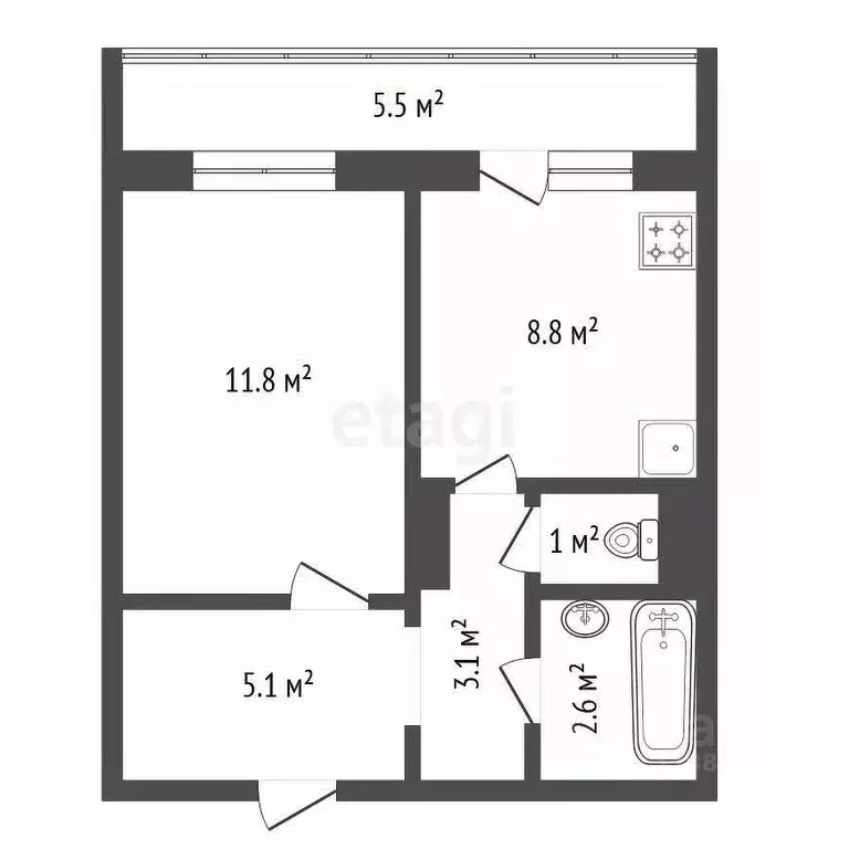 1-к кв. Красноярский край, Красноярск Караульная ул., 82 (35.6 м) - Фото 2