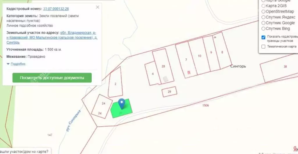 Публичная кадастровая карта владимирской области ковровский район