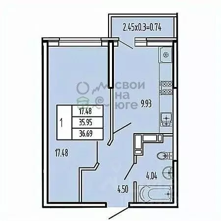 1-к кв. Краснодарский край, Краснодар ул. Командорская, 5/2 (38.9 м) - Фото 0