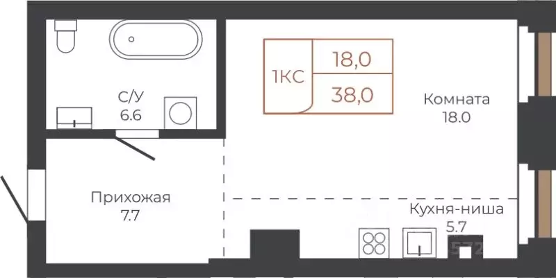 1-к кв. Алтайский край, Барнаул пл. Баварина, 8к1 (37.2 м) - Фото 1