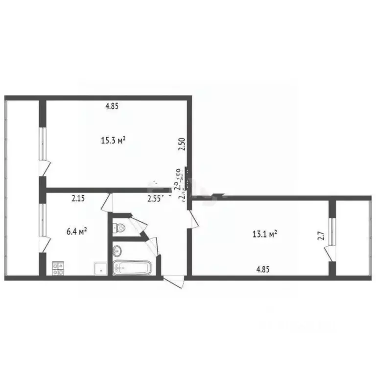 2-к кв. Ставропольский край, Пятигорск ул. Адмиральского, 8К1 (52.0 м) - Фото 2